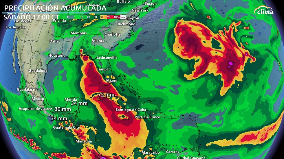 Lluvia pronósticada hasta el sabádo 24 de octubre