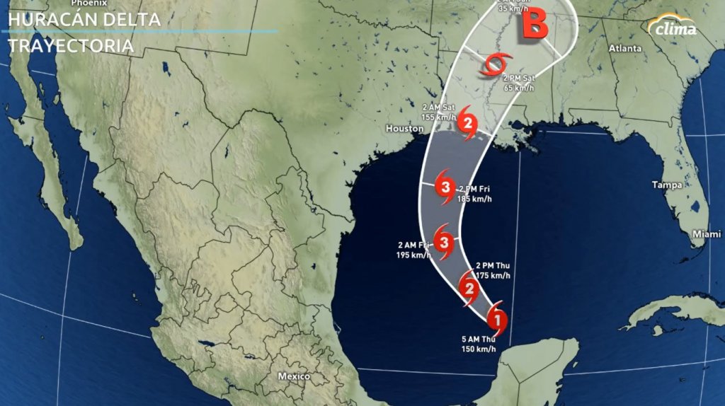 El huracán Delta se fortalece en aguas del Golfo de México Esta será