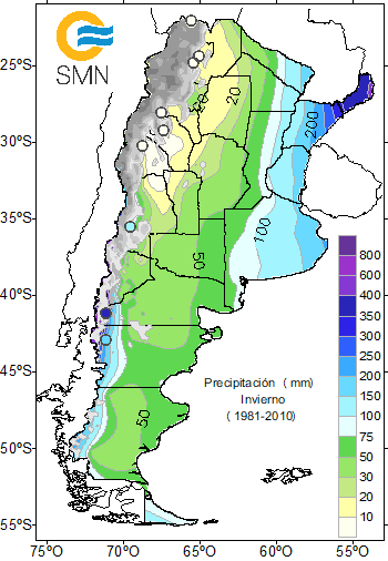 Precipitaciones anuales entre 1980 al 2010