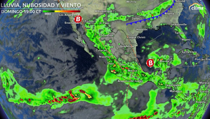 Perturbación tropical trae mucha humedad tropical el domingo a la mitad sur de México el domingo.