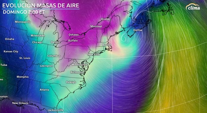 Aire gélido después del paso de la tormenta invernal para el Noreste de los EE.U el domingo.