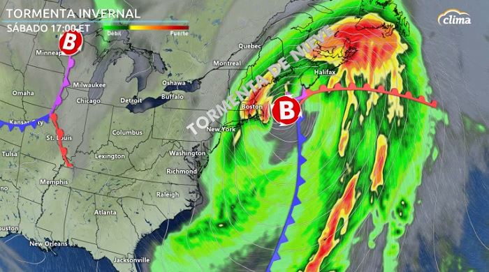 Poderosa tormenta invernal en su mayor intensidad afectando el sábado por la tarde y norte al extremo este de Massachusetts.