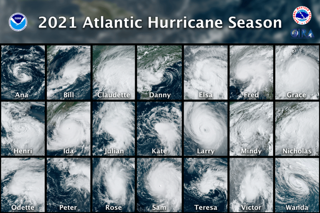 Las tormentas y huracanes del 2021. Imágenes captadas desde el satélite GOES-East