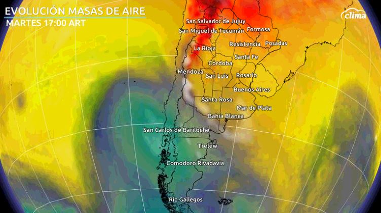 Una masa de aire frío ingresa a la Patagonia el martes.