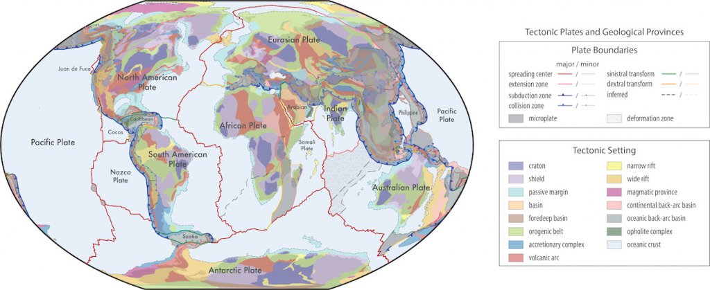 Placas tectónicas y provincias geológicas