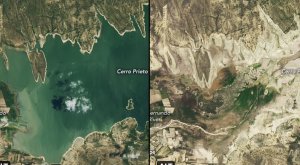 Imágenes de la NASA muestran cómo la sequía deja la presa Cerro Prieto sin agua en solo 7 años